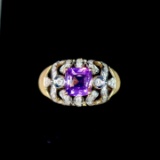 14k Gold 1.59 Ctw Natural Sapphire & Diamond Ring