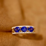 14k Gold 1.75 Ctw Natural Sapphire & Diamond Ring