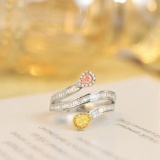 14k Gold 0.19 Ctw Natural Yellow Diamond & Pink Diamond Ring