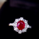 14k Gold 2.31 Ctw Vivid Red Natural Ruby & Diamond Ring