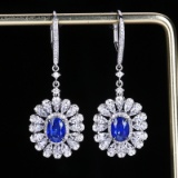 14k Gold 2.67 Ctw Natural Sapphire & Diamond Earrings