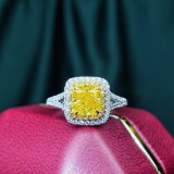 14k Gold 1.36 Ctw Natural Yellow Diamond & Diamond Ring
