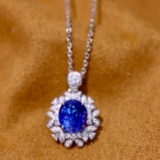 14k Gold 2.15 Ctw Natural Sapphire & Diamond Pendant
