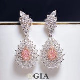 14k Gold 2.64 Ctw Natural Pink Diamond & Diamond Earrings