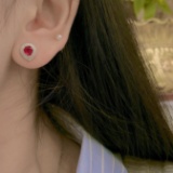 14k Gold 2.26 Ctw Natural Ruby & Diamond Earrings