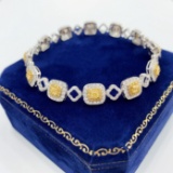 14k Gold 4.46 Ctw Natural Yellow Diamond & Diamond Bracelet