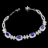 14k Gold 3.45 Ctw Natural Sapphire & Diamond Bracelet