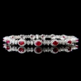 14k Gold 4.16 Ctw Natural Ruby & Diamond Bracelet