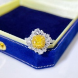14k Gold 1.67 Ctw Natural Yellow Diamond & Diamond Ring