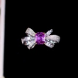 14k Gold 1.56 Ctw Natural Sapphire & Diamond Ring