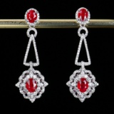 14k Gold 1.4 Ct Natural Ruby & Diamond Earrings