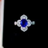 14k Gold 2.47 Ctw Natural Sapphire & Diamond Ring