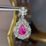 14k Gold 3.87 Ctw Natural Sapphire & Diamond Pendant