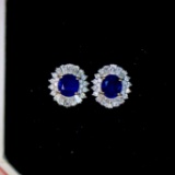 14k Gold 4.33 Ctw Natural Sapphire & Diamond Earrings
