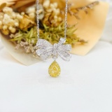 14k Gold 1.53 Ctw Natural Yellow Diamond & Diamond Necklace