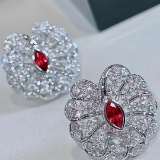 14k Gold 2.3 Ctw Natural Ruby & Diamond Earrings