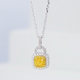 14k Gold 0.36 Ctw Natural Yellow Diamond & Diamond Necklace