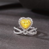 14k Gold 1.53 Ctw Natural Yellow Diamond & Diamond Ring