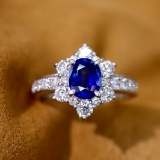 14k Gold 1.81 Ctw Natural Sapphire & Diamond Ring