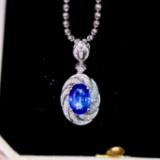 14k Gold 1.69 Ctw Natural Sapphire & Diamond Pendant