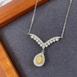 14k Gold 0.55 Ctw Natural Yellow Diamond & Diamond Necklace