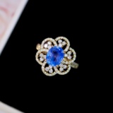 14k Gold 3.35 Ctw Natural Sapphire & Diamond Ring