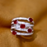 14k Gold 2.19 Ctw Natural Ruby & Diamond Ring