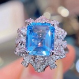 14k Gold 3.22 Ct Natural Aquamarine & Diamond Ring/pendant