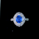 14k Gold 2.54 Ctw Natural Sapphire & Diamond Ring