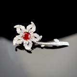 14k Gold 1.7 Ctw Natural Ruby & Diamond Brooch/pendant