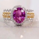 14k Gold 2.37 Ctw Natural Sapphire & Diamond Ring