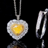 14k Gold 1.88 Ctw Natural Yellow Diamond & Diamond Ring/pendant