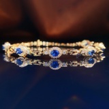 14k Gold 2.08 Ctw Natural Sapphire & Diamond Bracelet