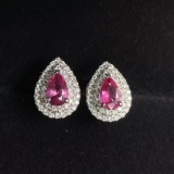 14k Gold 0.85 Ctw Natural Sapphire & Diamond Earrings