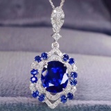 14k Gold 1.69 Ctw Natural Sapphire & Diamond Pendant
