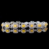 14k Gold 3.73 Ctw Natural Yellow Diamond & Diamond Bracelet