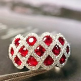 14k Gold 1.80 Ctw Vivid Red Natural Ruby & Diamond Ring