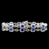 14k Gold 4.17 Ctw Natural Sapphire & Diamond Bracelet