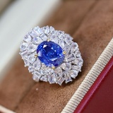 14k Gold 4.41 Ctw Natural Sapphire & Diamond Ring
