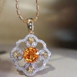 14k Gold 1.80 Ct Natural Partschinite & Diamond Pendant