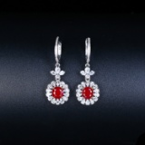14k Gold 1.84 Ctw Vivid Red Natural Ruby & Diamond Earrings