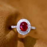 14k Gold 1.26 Ctw Vivid Red Natural Ruby & Diamond Ring