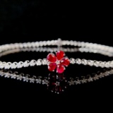 14k Gold 1.85 Ctw Natural Ruby & Diamond Bracelet