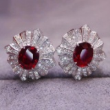 14k Gold 1.34 Ctw Natural Ruby & Diamond Earrings