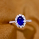 14k Gold 1.39 Ctw Natural Sapphire & Diamond Ring