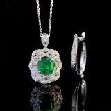 14k Gold 2.71 Ctw Vivid Green Natural Emerald & Diamond Ring/pendant