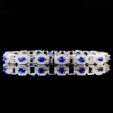 14k Gold 4.68 Ctw Natural Sapphire & Diamond Bracelet