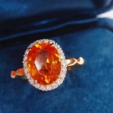 14k Gold 2.67 Ctw Natural Partschinite & Diamond Ring