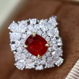 14k Gold 0.75 Ctw Vivid Red Natural Ruby & Diamond Ring