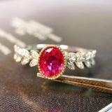 14k Gold 0.62 Ctw Natural Ruby & Diamond Ring